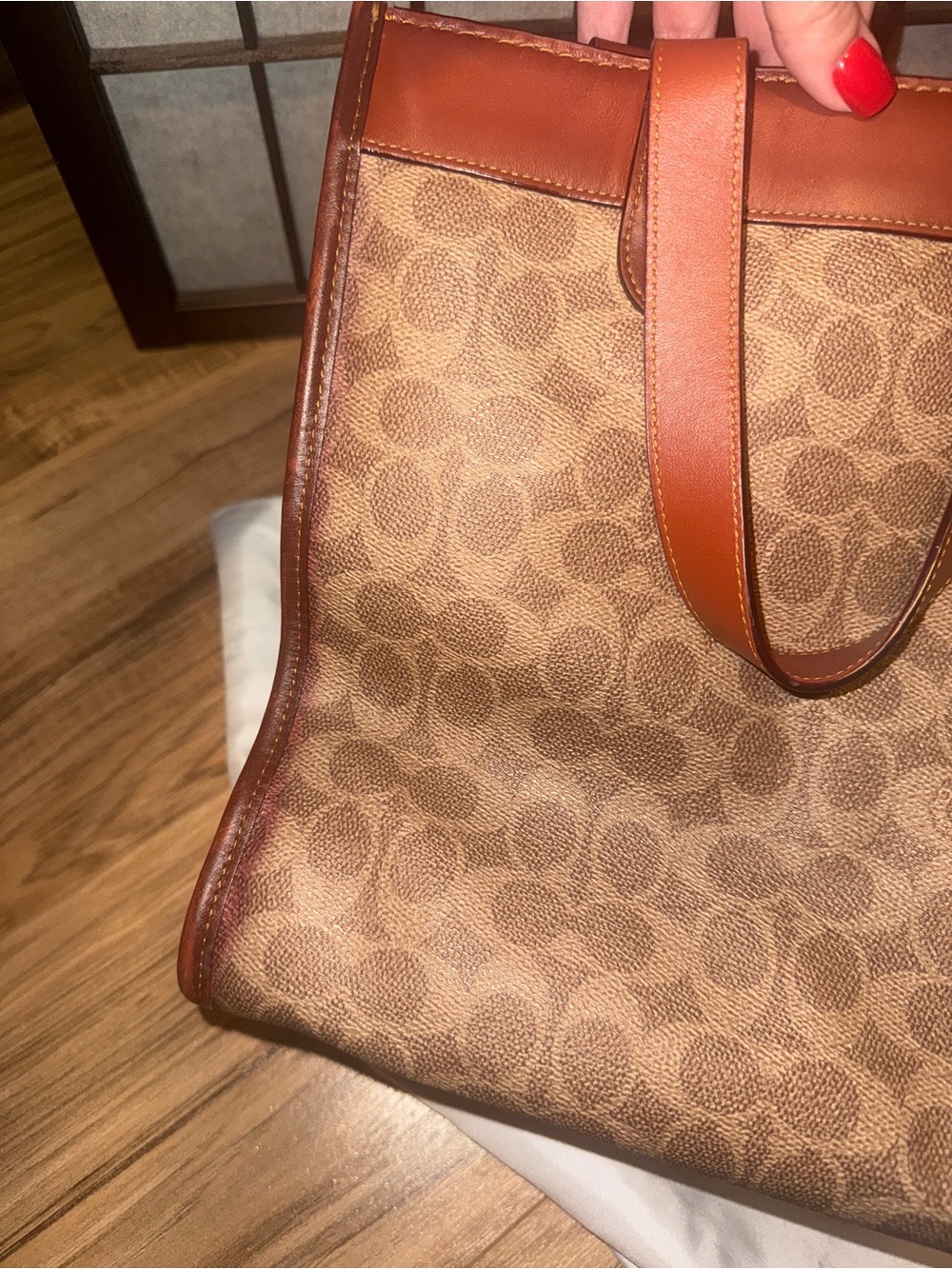 Coach Brown Signature Canvas Tote with Strap - Picture 8 of 10